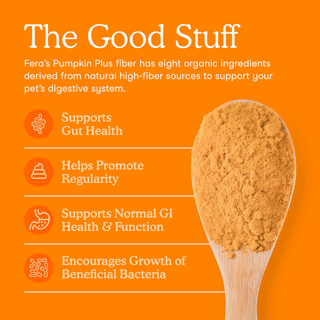 Fera Pets Pumpkin Plus Fiber Support For Dogs and Cats, Pet Supplement, 8-oz