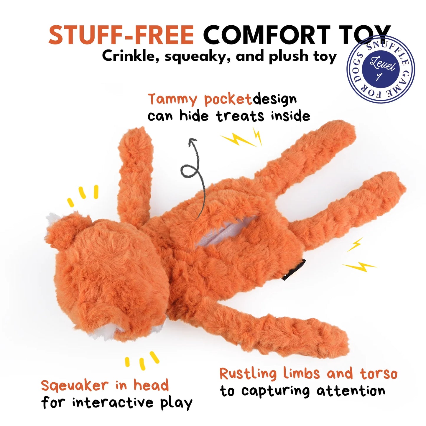 Chewffon Stuffless Fox, Dog Toy