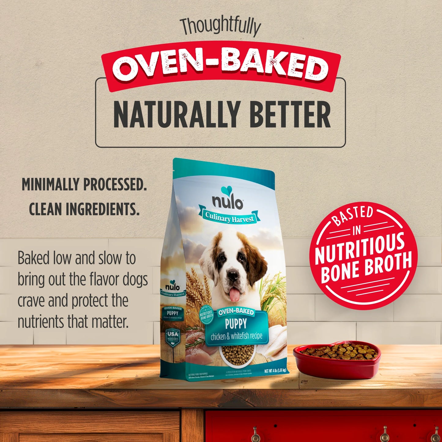 Nulo Culinary Harvest Baked Chicken & Whitefish Recipe for Puppies, Dry Dog Food, 4-lb Bag