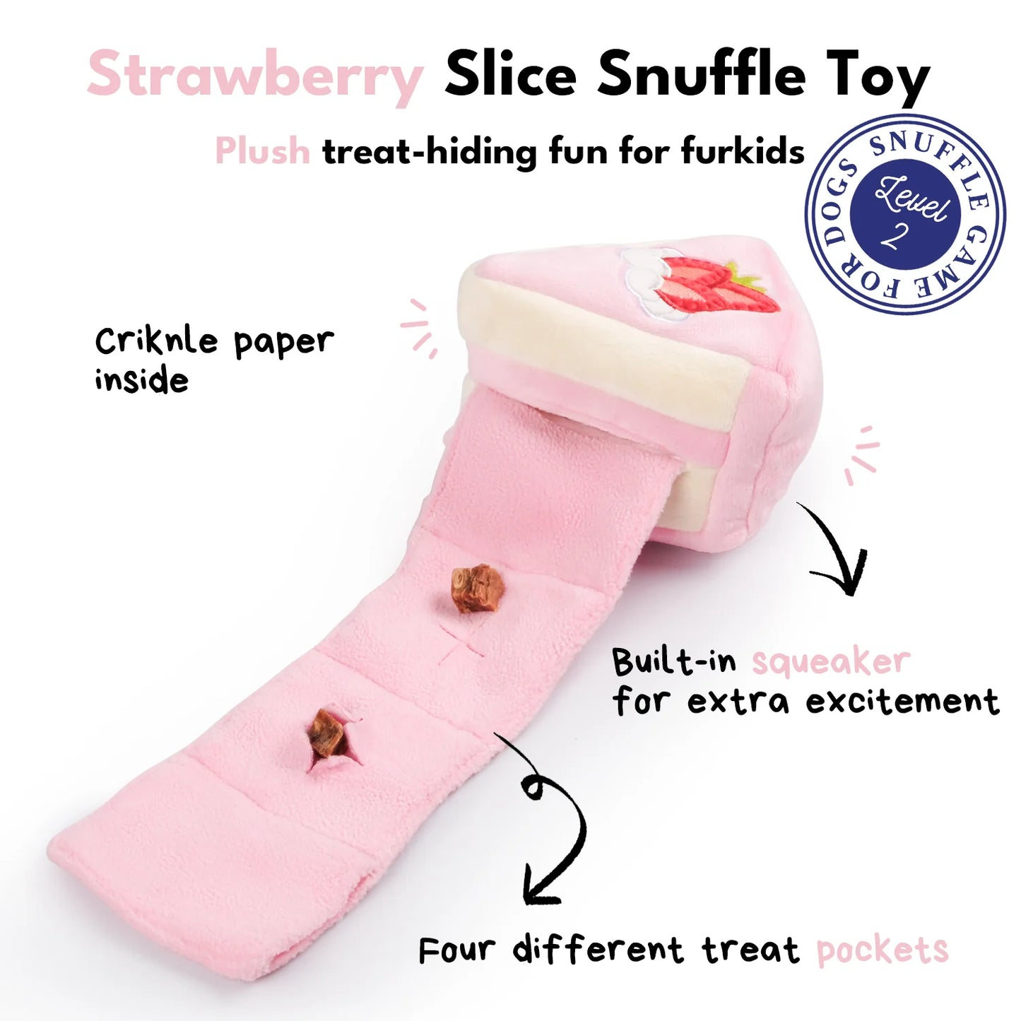 Chewffon Strawberry Cake Interactive Snuffle, Dog Toy