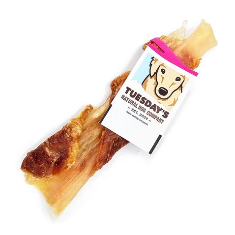 Tuesday's Natural Dog Company, Chicken Wrapped Tendon, Single Dog Chew