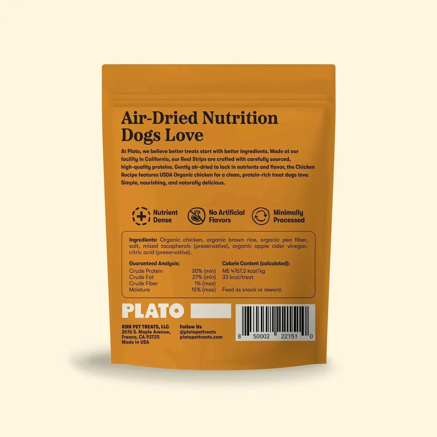 Plato Real Strips Meat Bar Dog Treats, Chicken Recipe