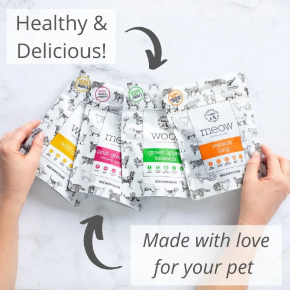 The New Zealand Natural Pet Food Co Woof Venison Lung, Freeze-Dried Dog Treats, 1.76-oz Bag