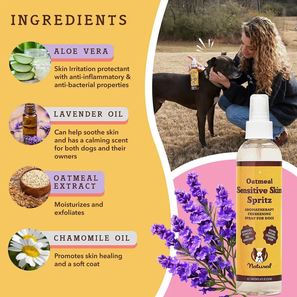 Natural Dog Company Sensitive Skin Spritz, Deodorizing Spray, 8-oz Bottle