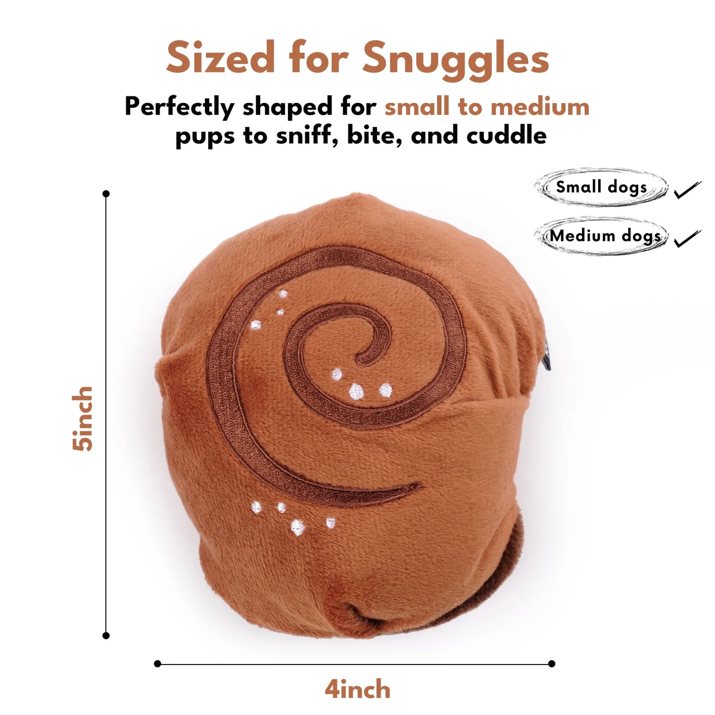 Chewffon Cinnamon Roll Squeaky Snuffle, Dog Toy