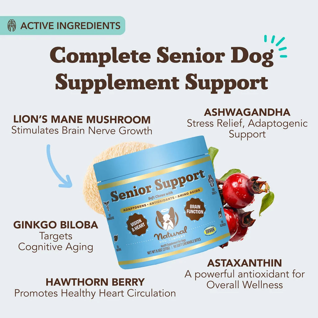 Natural Dog Company Senior Support Chew, Dog Supplement, 90-count, 9.5-oz