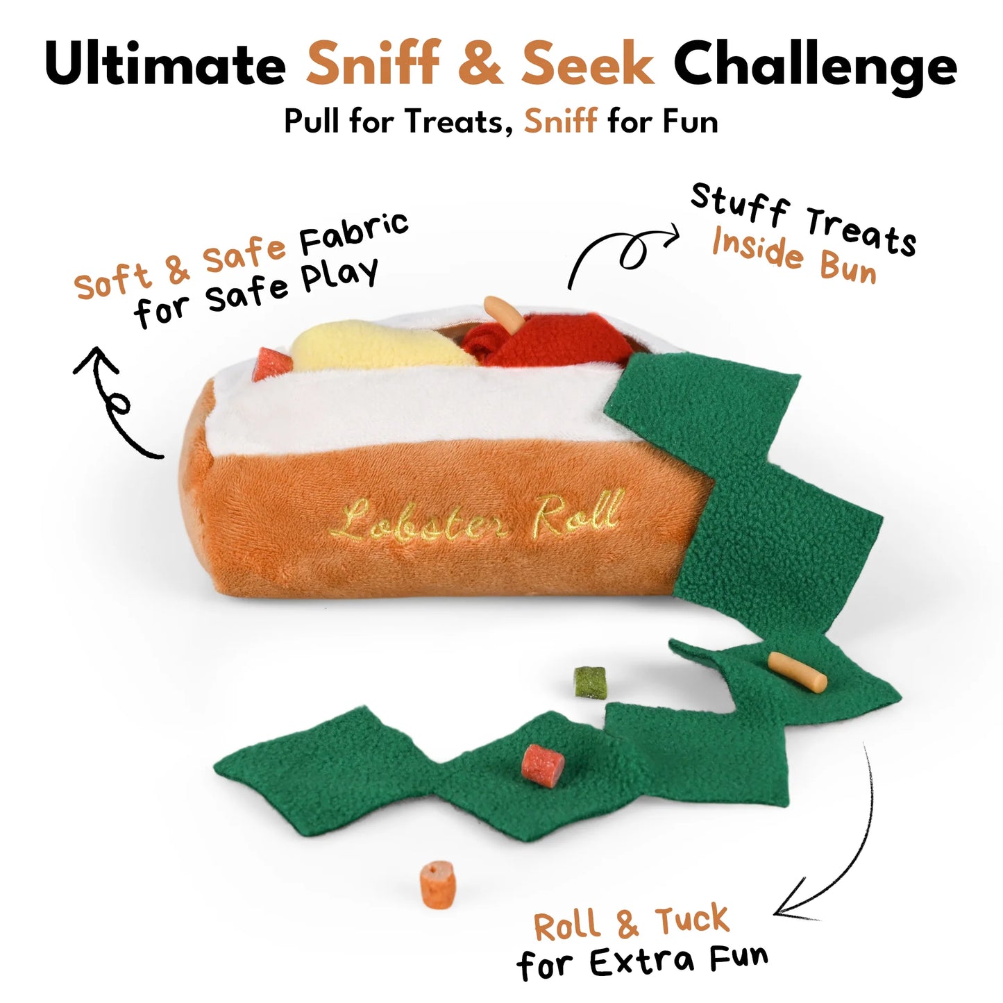 Chewffon Lobster Roll Snuffle, Dog Toy