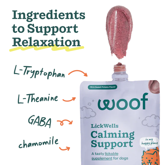 Woof Dog Calming Support Lickwells, Dog Supplement, 12-oz Pouch