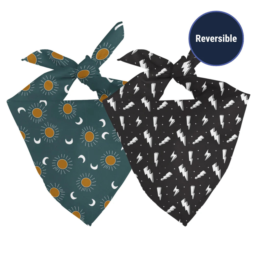 Dog Bandana Co. Blue Moon & Lightning Dog Bandana Tie & Snap