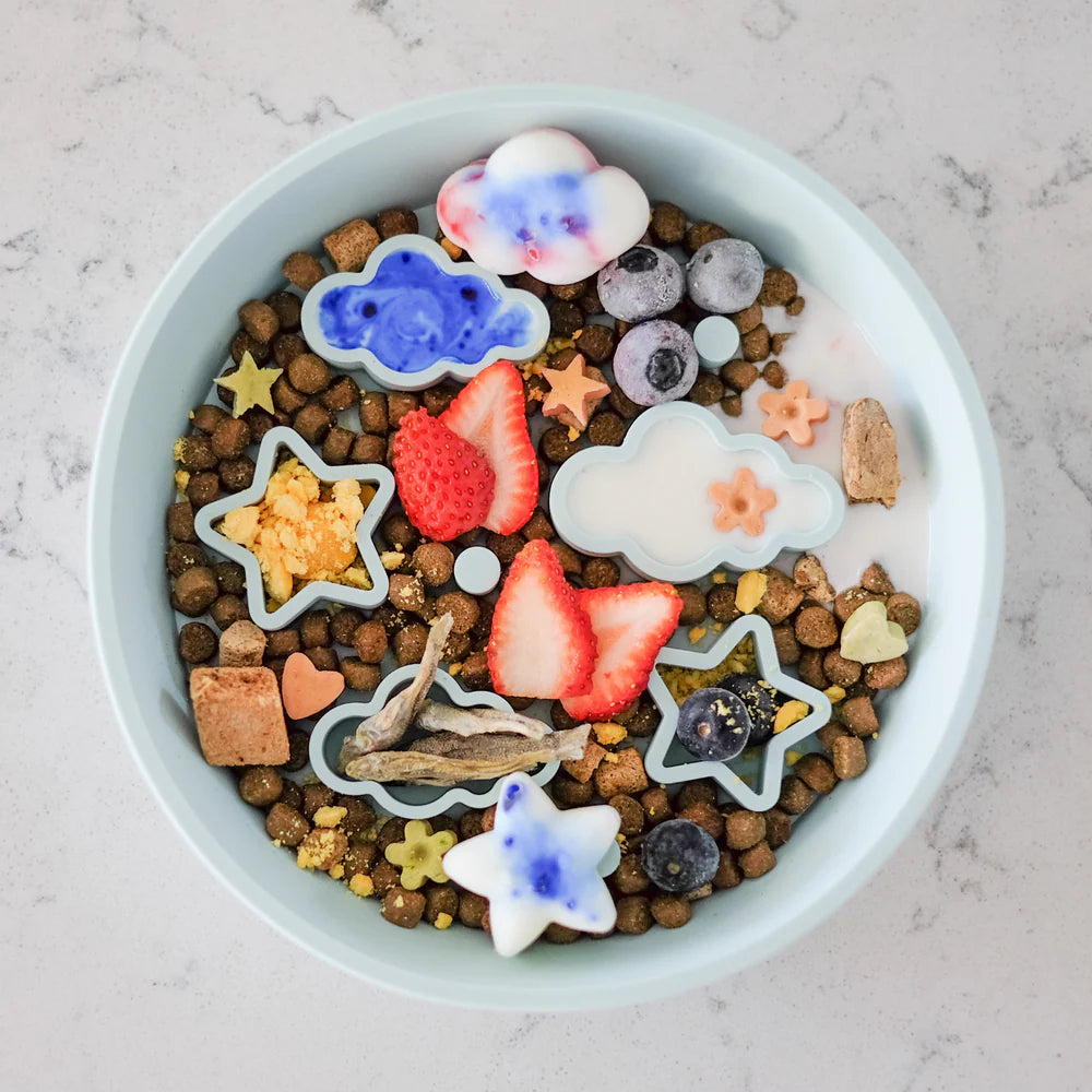 EmeryPets Star + Cloud Slow Feeder Bowls (Blue)