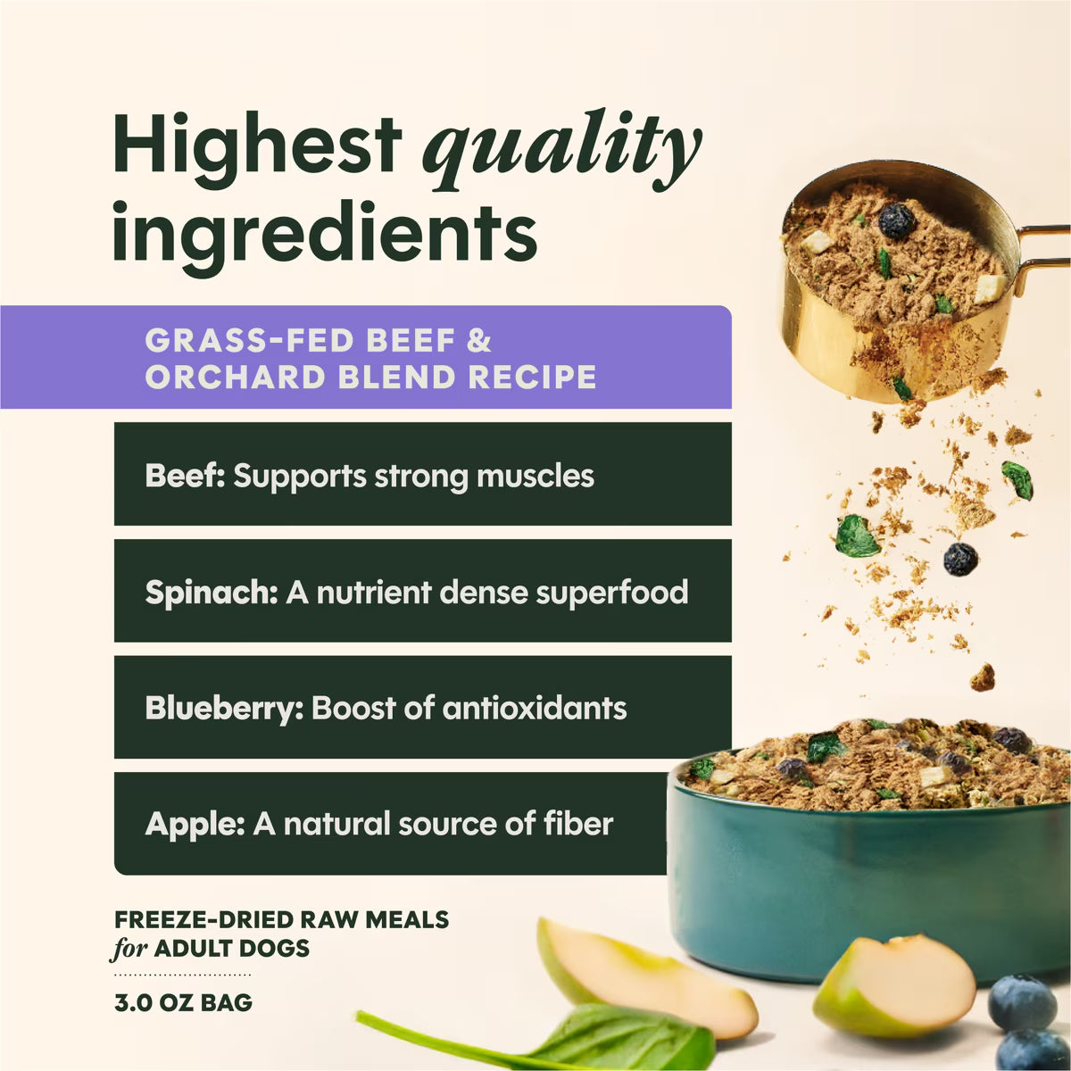 Instinct FreshDried Meal Blends Grain-Free Raw Beef & Orchard Blend, Freeze-Dried Dog Food