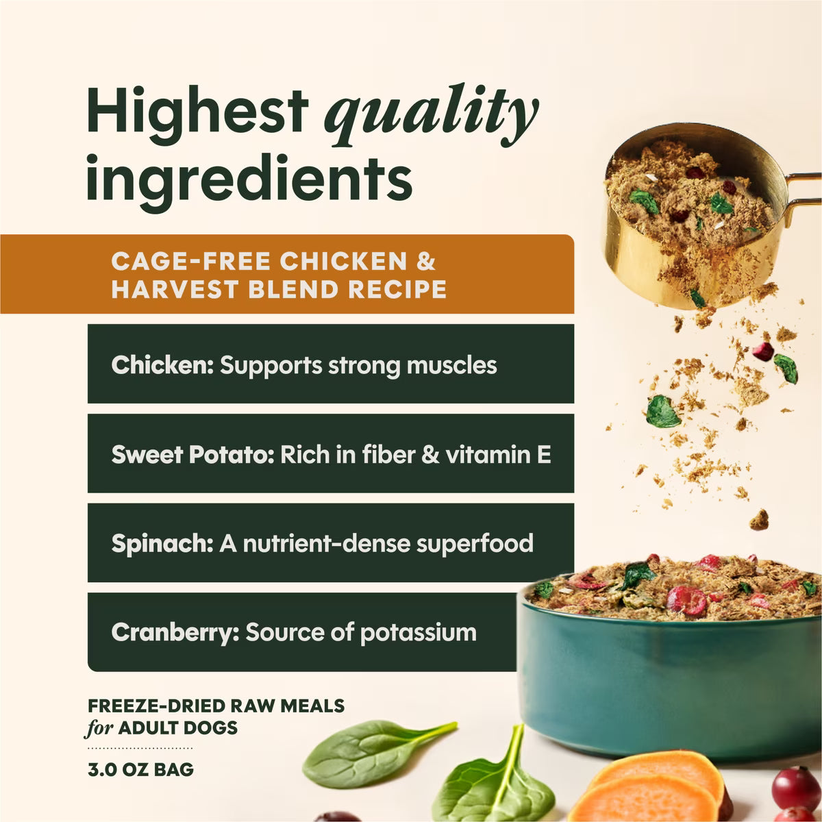Instinct FreshDried Meal Blends Grain-Free Raw Chicken & Harvest Blend, Freeze-Dried Dog Food