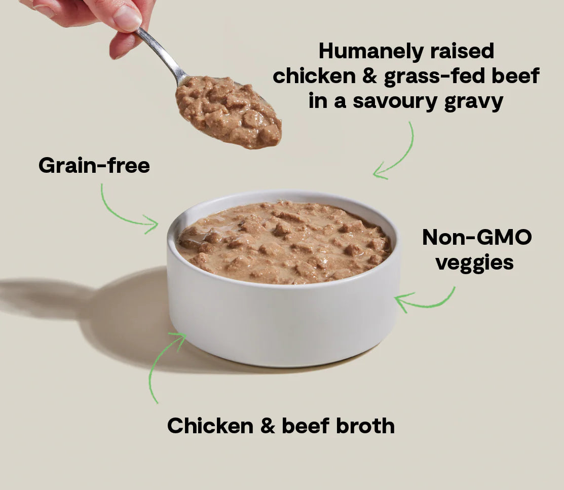 Open Farm Harvest Chicken & Grass-Fed Beef Morsels in Gravy for Cats, Wet Cat Food, 5.3-oz, Case Of 12