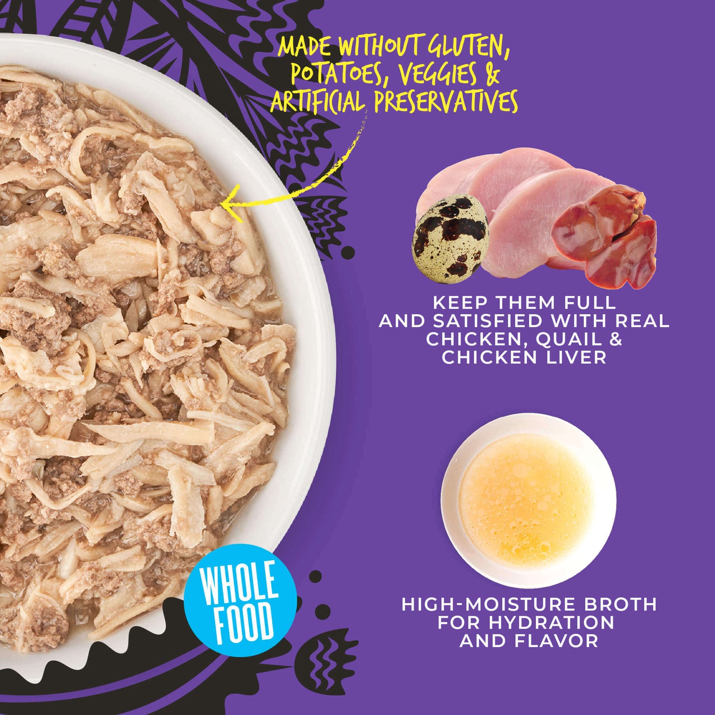 Tiki Cat After Dark Shreds Chicken, Quail & Chicken Liver Recipe in Broth, Wet Cat Food, 3-oz Case of 12