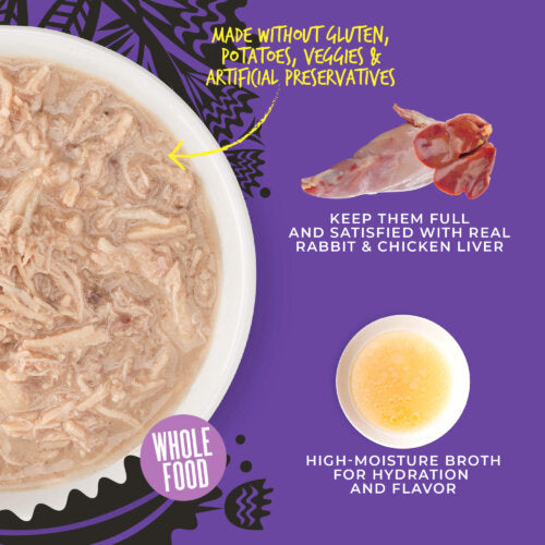 Tiki Cat After Dark Shreds With Rabbit & Chicken Liver in Broth, Wet Cat Food, 3-oz Case of 12