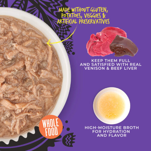 Tiki Cat After Dark Shreds With Venison & Beef Liver Recipe in Broth, Wet Cat Food, 3-oz Case of 12