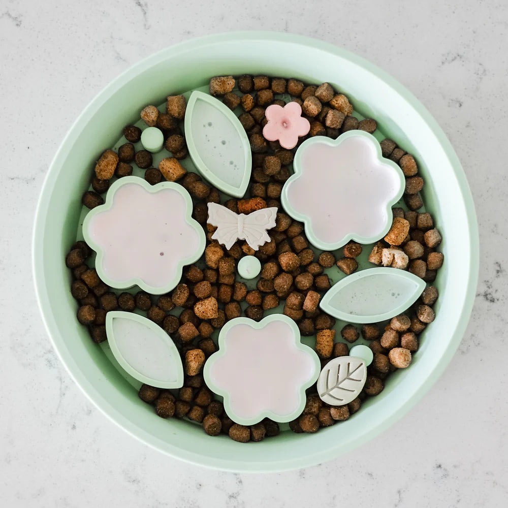EmeryPets Flower + Leaf Slow Feeder Bowls (Green)