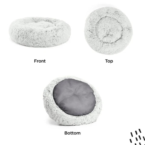 Best Friends By Sheri The Original Calming Donut Dog Bed in Shag Fur, Frost, 23-in x 23-in