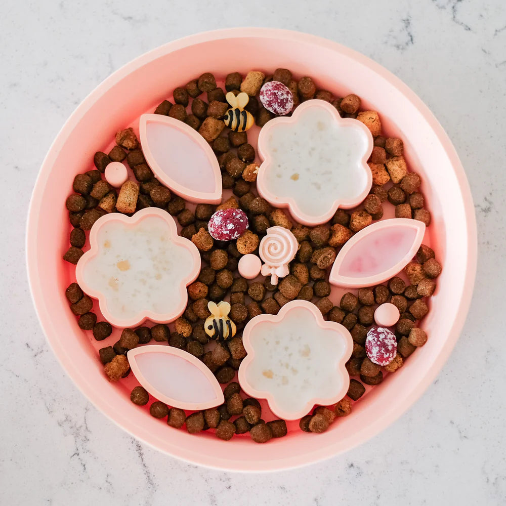EmeryPets Flower + Leaf Slow Feeder Bowls (Peach)