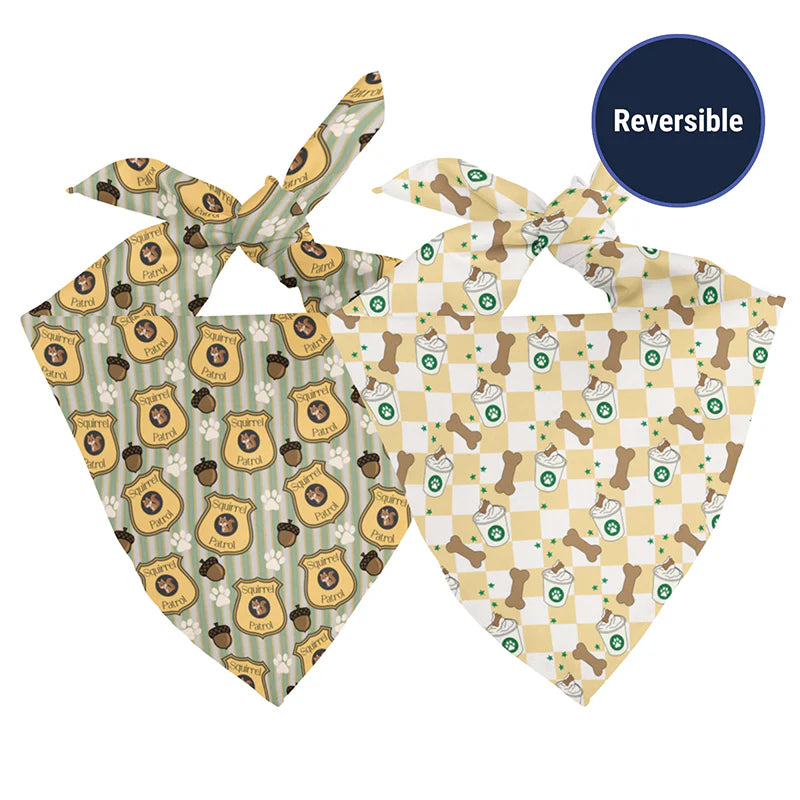 Dog Bandana Co. Squirrel Patrol & Pup Cup Dog Bandana Tie & Snap