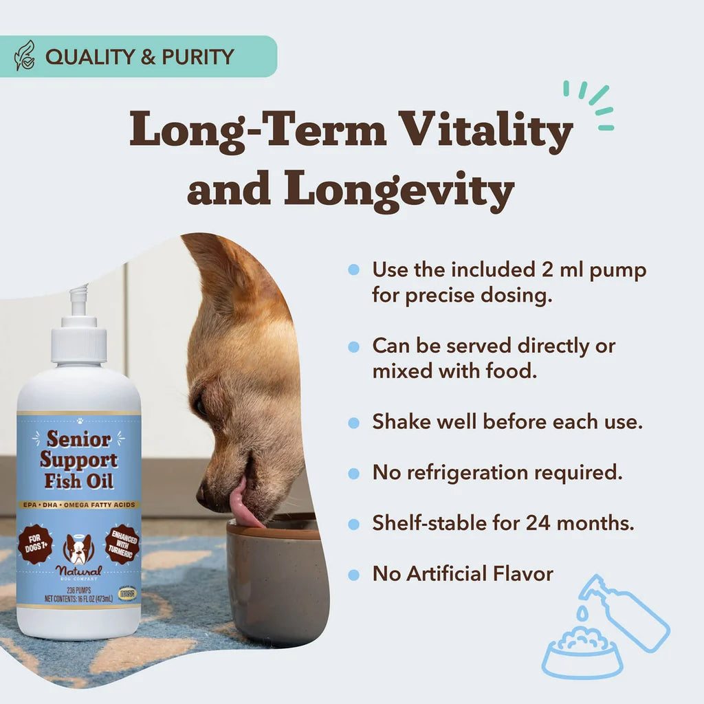 Natural Dog Company Senior Support Fish Oil, 16-oz Bottle