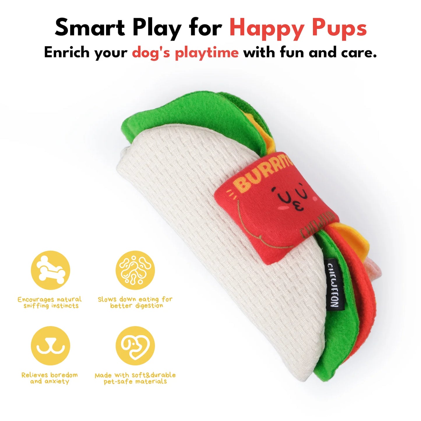 Chewffon Burrito Snuffle, Dog Toy