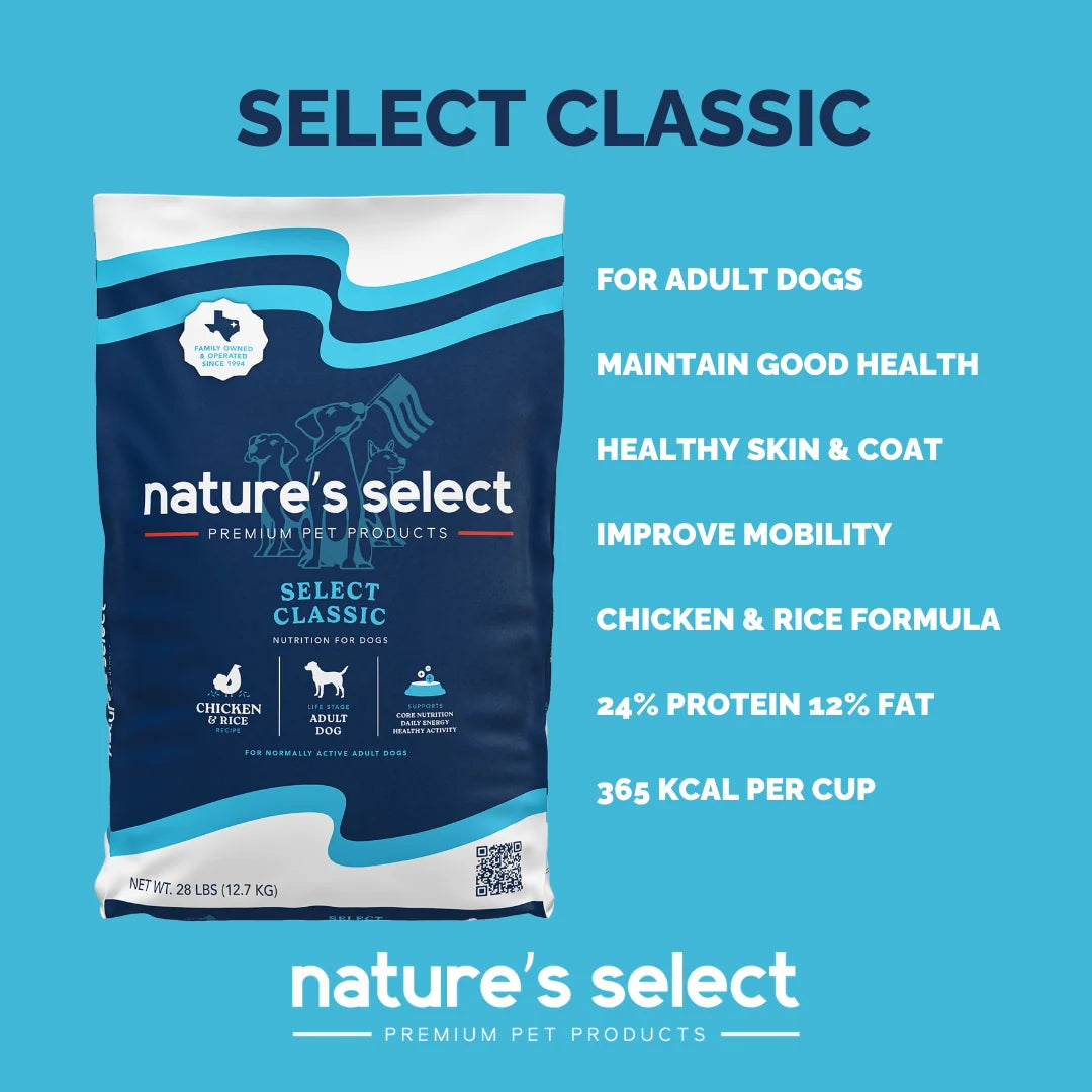 Nature's Select Classic Chicken & Rice Recipe, Dry Dog Food, 28-lb Bag