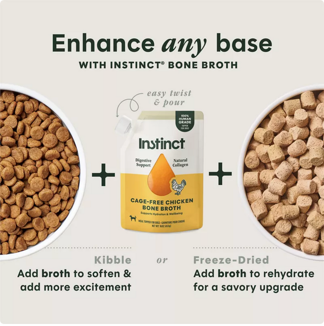 Instinct Cage-Free Chicken Bone Broth For Dogs Meal Topper, 16-oz Pouch
