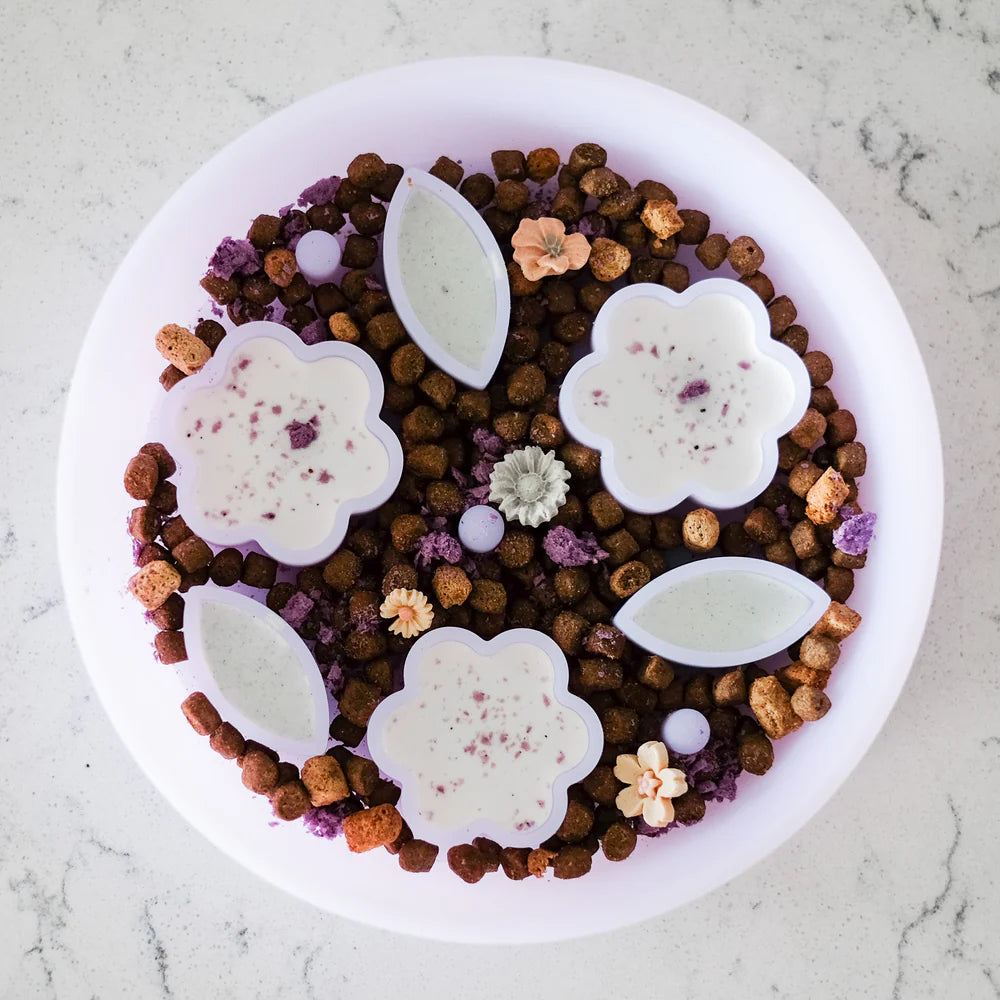 EmeryPets Flower + Leaf Slow Feeder Bowls (Jelly Purple)