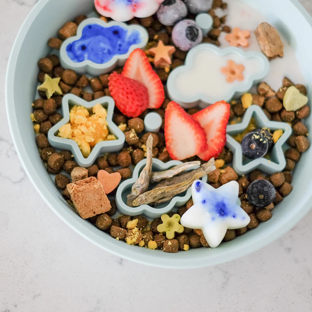 EmeryPets Star + Cloud Slow Feeder Bowls (Blue)