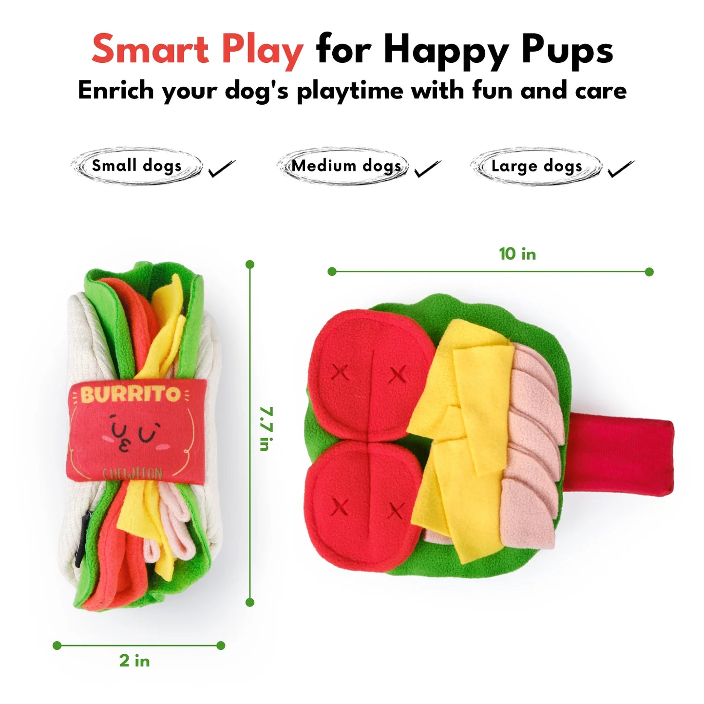 Chewffon Burrito Snuffle, Dog Toy