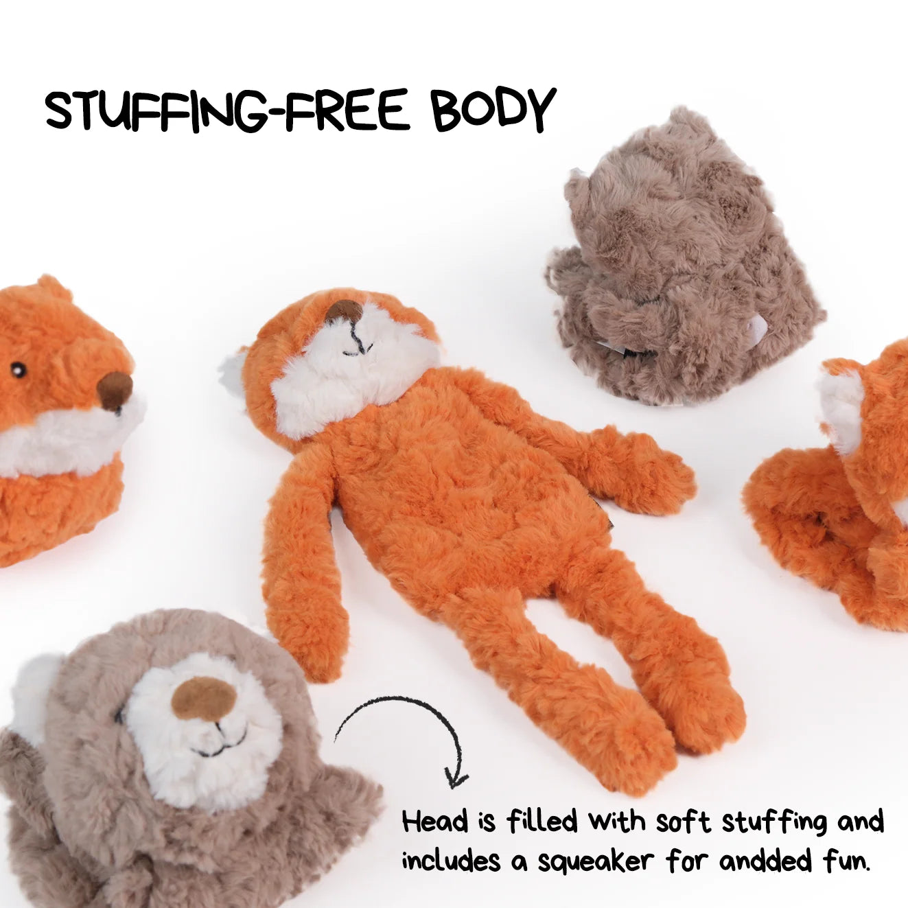 Chewffon Stuffless Fox, Dog Toy