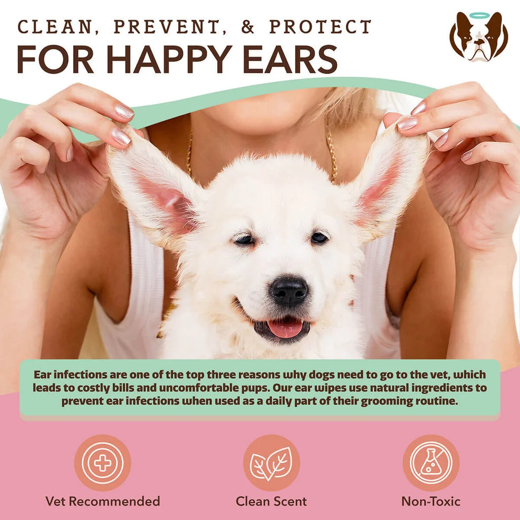 Natural Dog Company Ear Wipes For Dogs, 50-Count