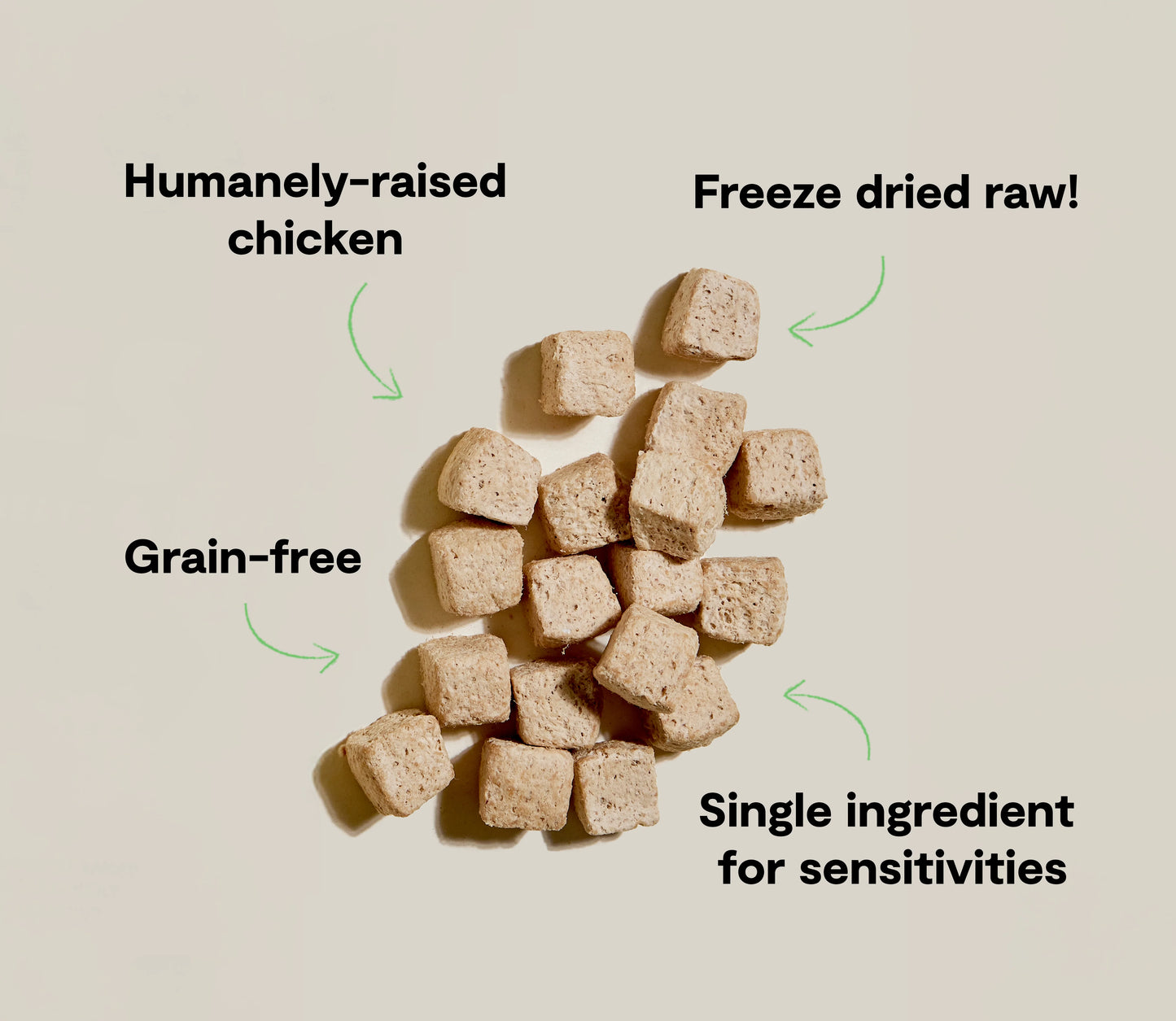Open Farm Cubes Chicken Treat, Freeze Dried Raw Dog Treat, 3-oz Pouch
