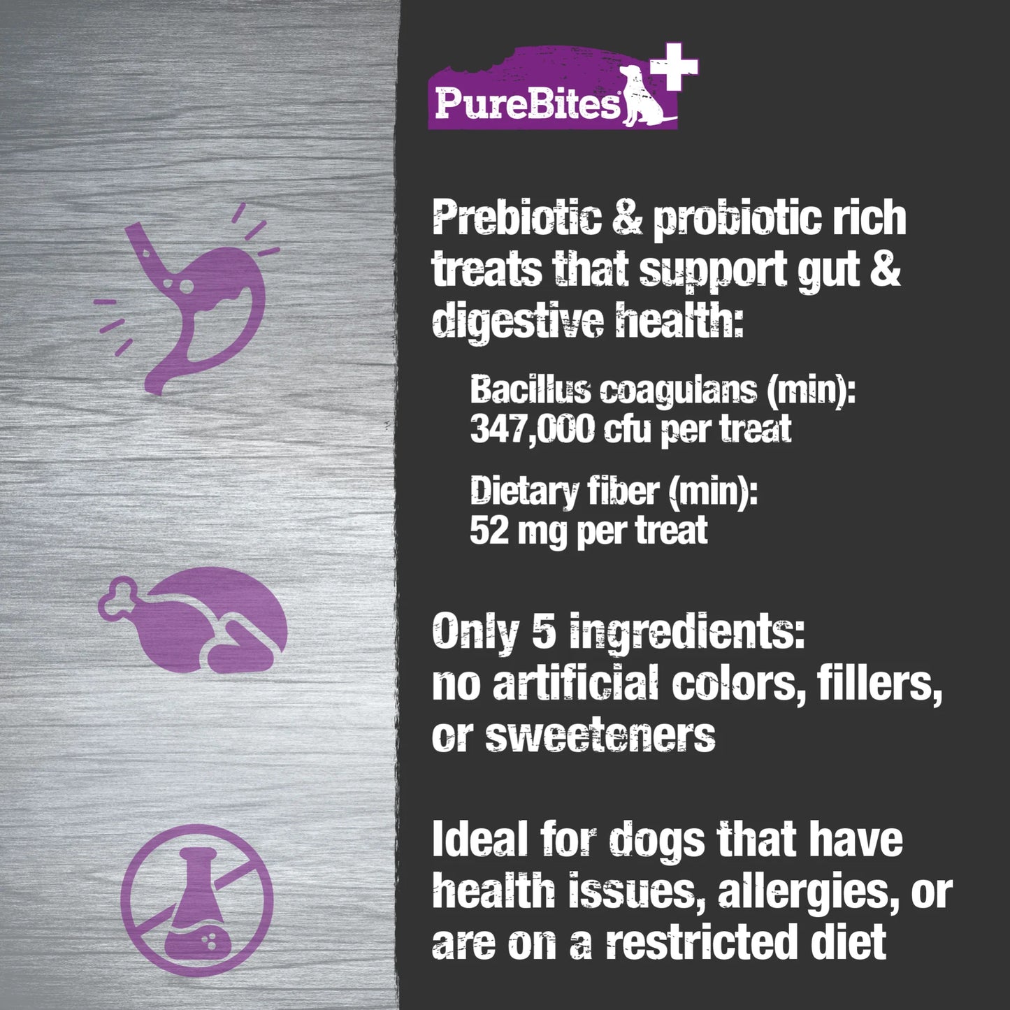 PureBites Digestion, Freeze Dried Dog Treats, 3-oz Bag