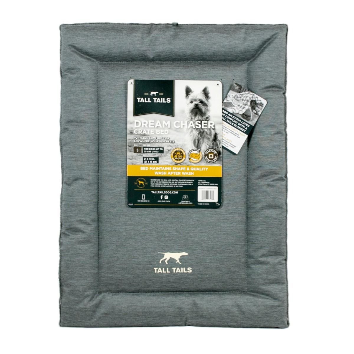 Tall Tails Dream Chaser Classic Crate Bed, Dog Bed, Gray