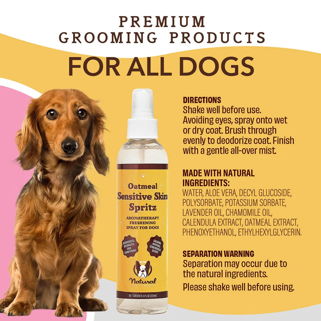 Natural Dog Company Sensitive Skin Spritz, Deodorizing Spray, 8-oz Bottle