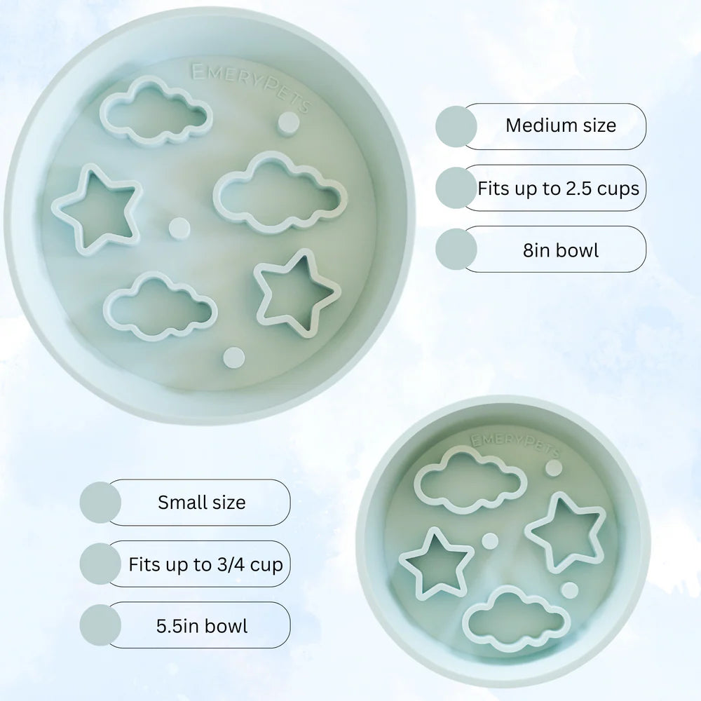 EmeryPets Star + Cloud Slow Feeder Bowls (Blue)