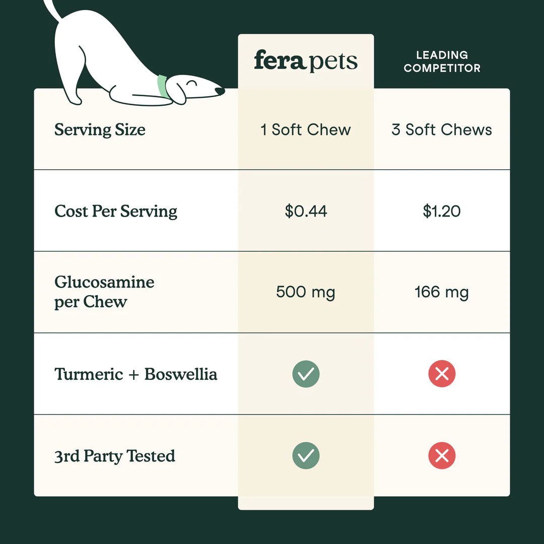 Fera Pets Hip + Joint Support Chews For Dogs, Pet Supplement