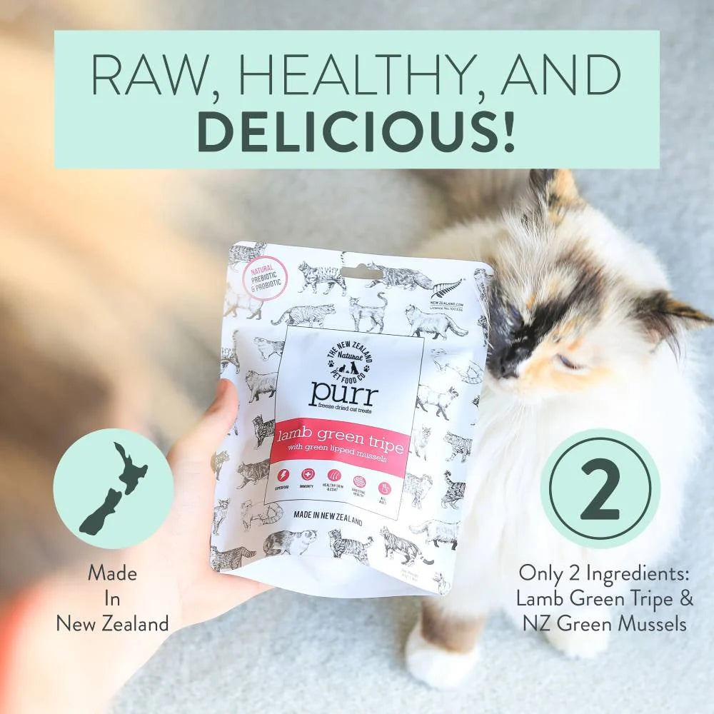 The New Zealand Natural Pet Food Co Purr Lamb Green Tripe, Freeze-Dried Cat Treats, 1.4-oz Bag