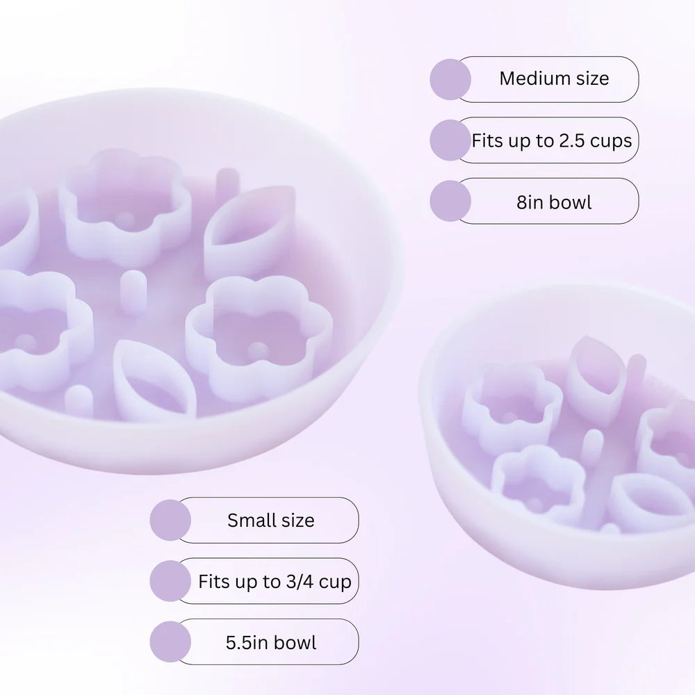 EmeryPets Flower + Leaf Slow Feeder Bowls (Jelly Purple)