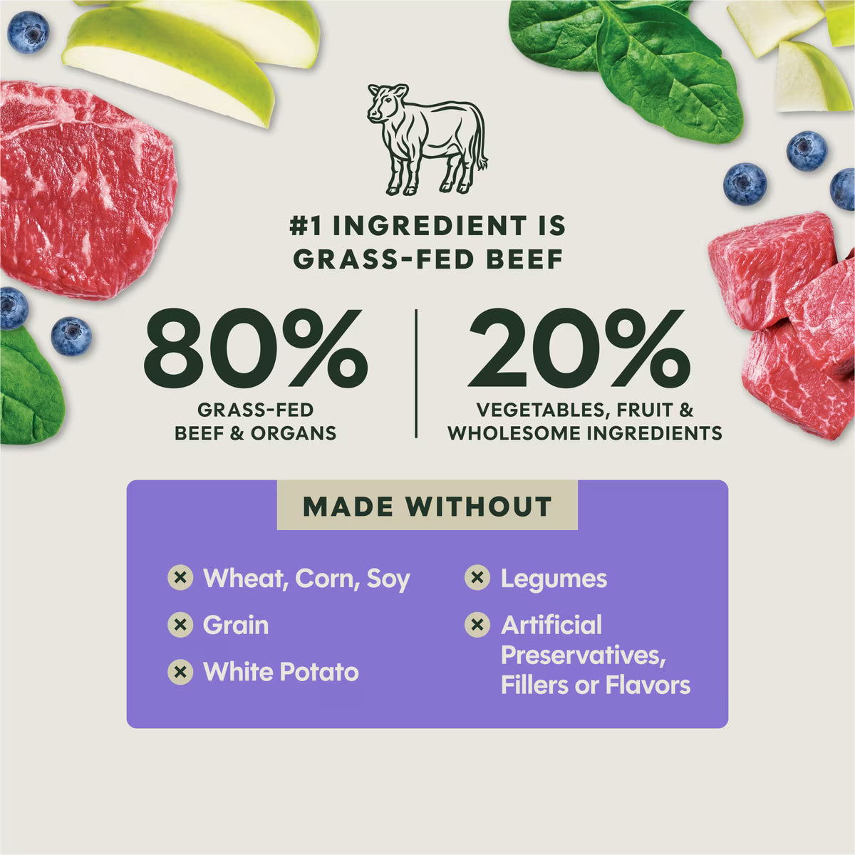 Instinct FreshDried Meal Blends Grain-Free Raw Beef & Orchard Blend, Freeze-Dried Dog Food