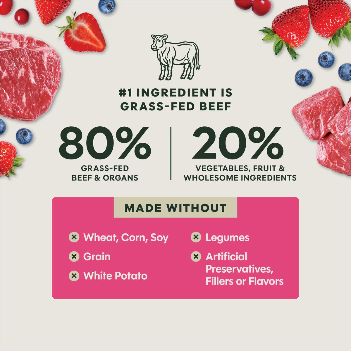 Instinct FreshDried Meal Blends Grain-Free Raw Beef & Wild Berries Blend, Freeze-Dried Dog Food