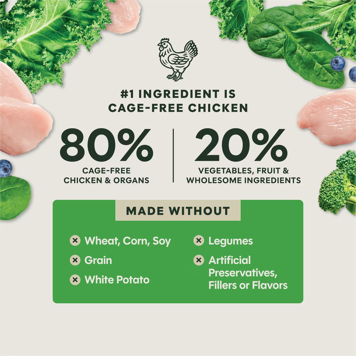 Instinct FreshDried Meal Blends Grain-Free Raw Chicken & SuperGreens Blend, Freeze-Dried Dog Food