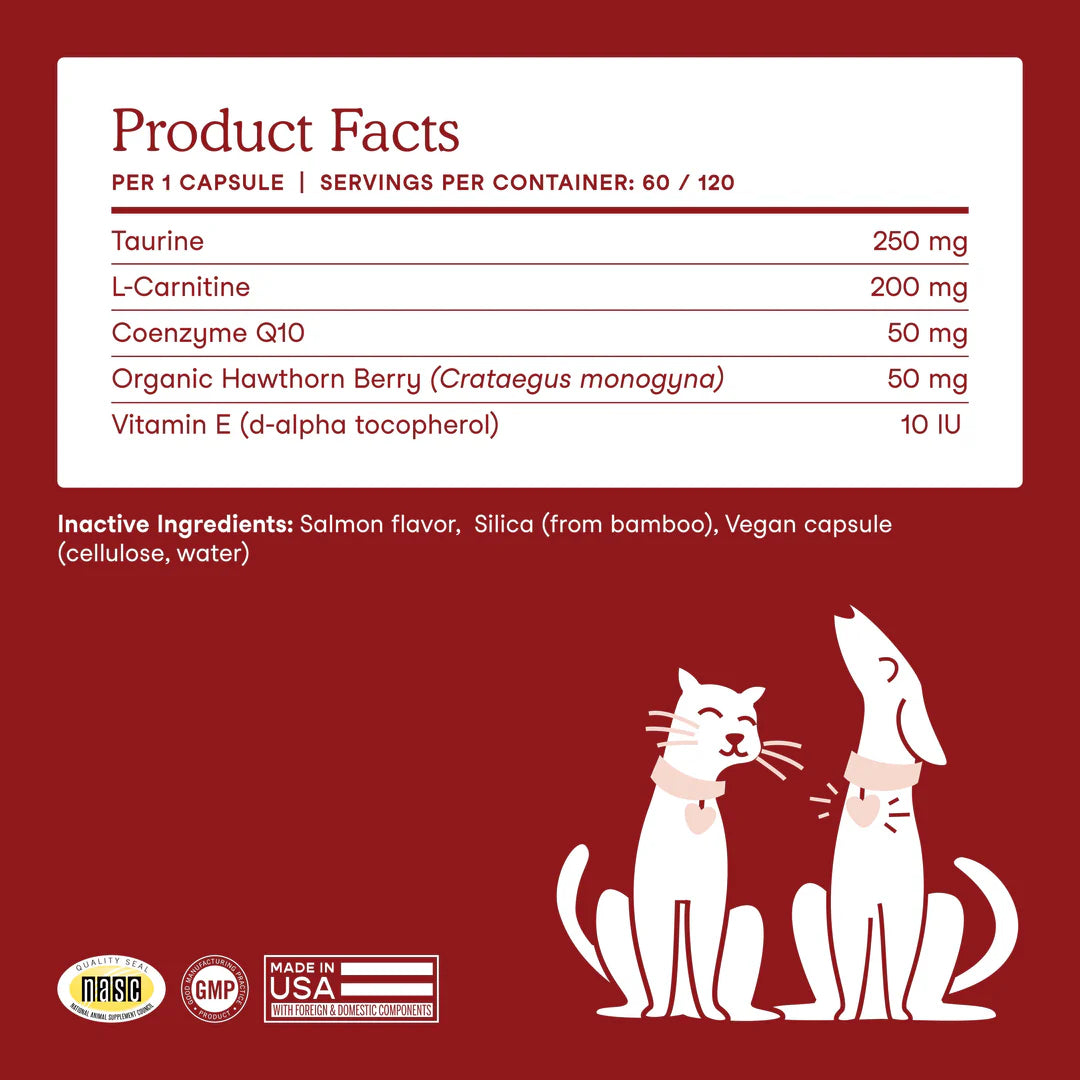Fera Pets Cardiac Support For Dogs and Cats, Pet Supplement, 60-Count