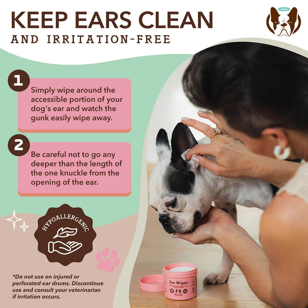Natural Dog Company Ear Wipes For Dogs, 50-Count