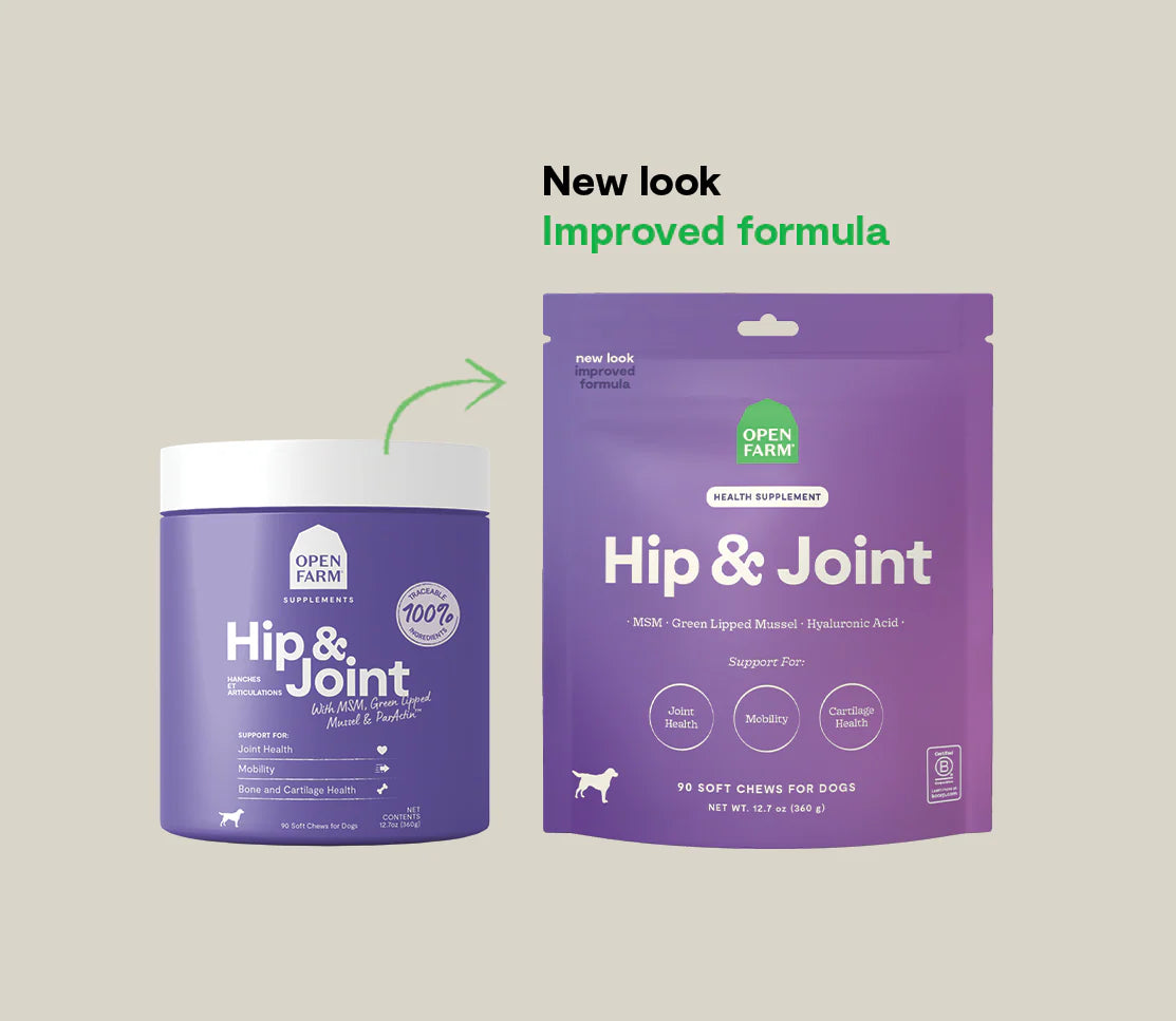 Open Farm Hip & Joint Supplement Chews For Dogs, 90-Count, 12.5-oz Pouch