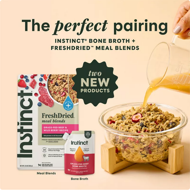 Instinct Grass-Fed Beef Bone Broth For Dogs Meal Topper, 16-oz Pouch
