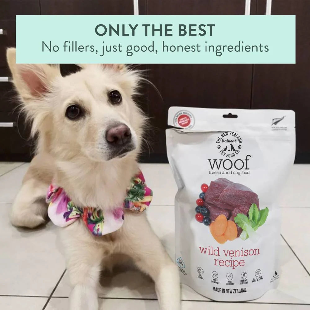 The New Zealand Natural Pet Food Co Woof Wild Venison Recipe, Freeze-Dried Dog Food, 9.9-oz Bag