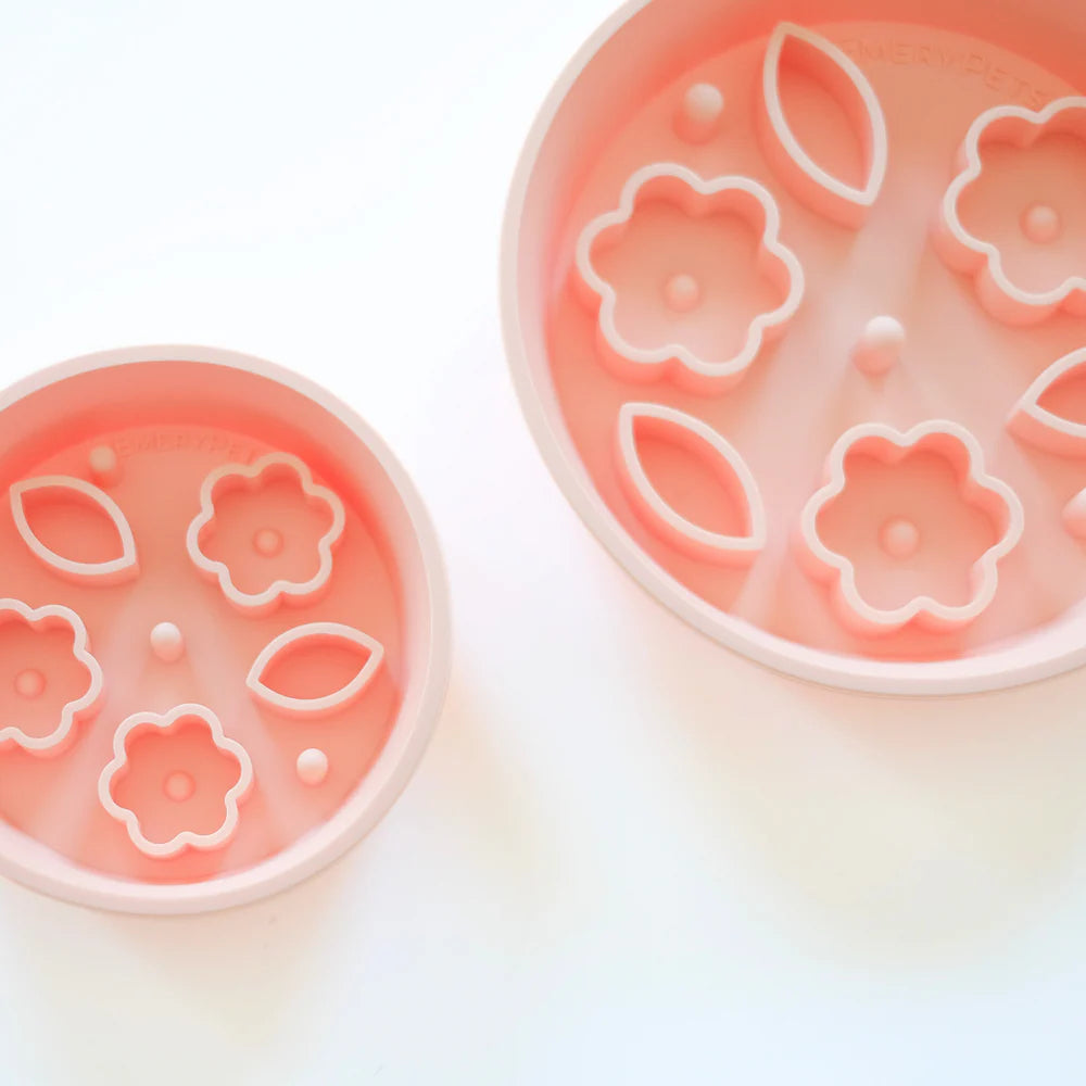 EmeryPets Flower + Leaf Slow Feeder Bowls (Peach)